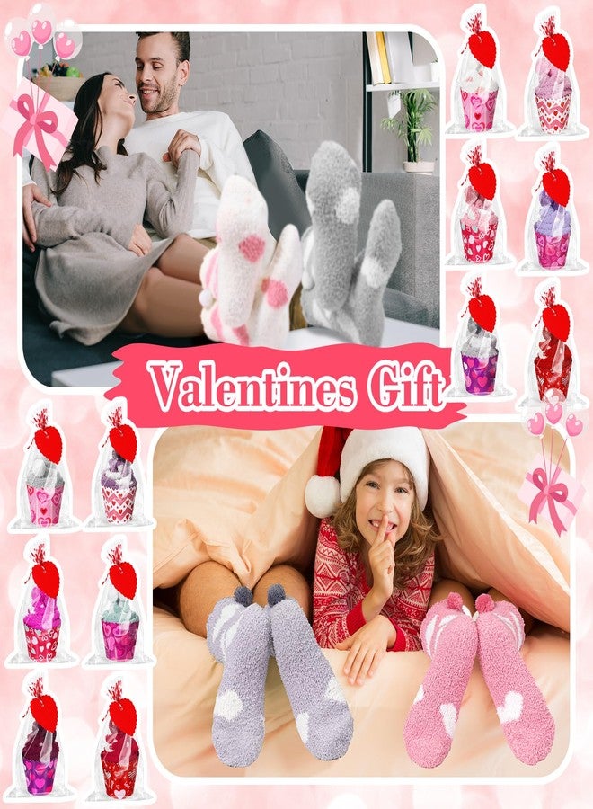 ShinyMatch 12 Pair Valentine's Day Cupcake Socks Fuzzy Socks Gift with Cupcake Card Cute DIY Present for Women Men(Classic) - Image 4